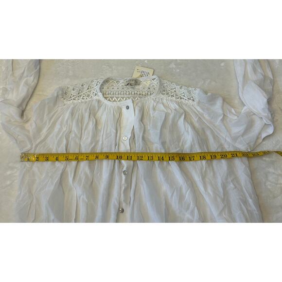 Anthropologie See U Soon Top Women's Off White Button Up L/S Crochet Size S NWT - Picture 3 of 9